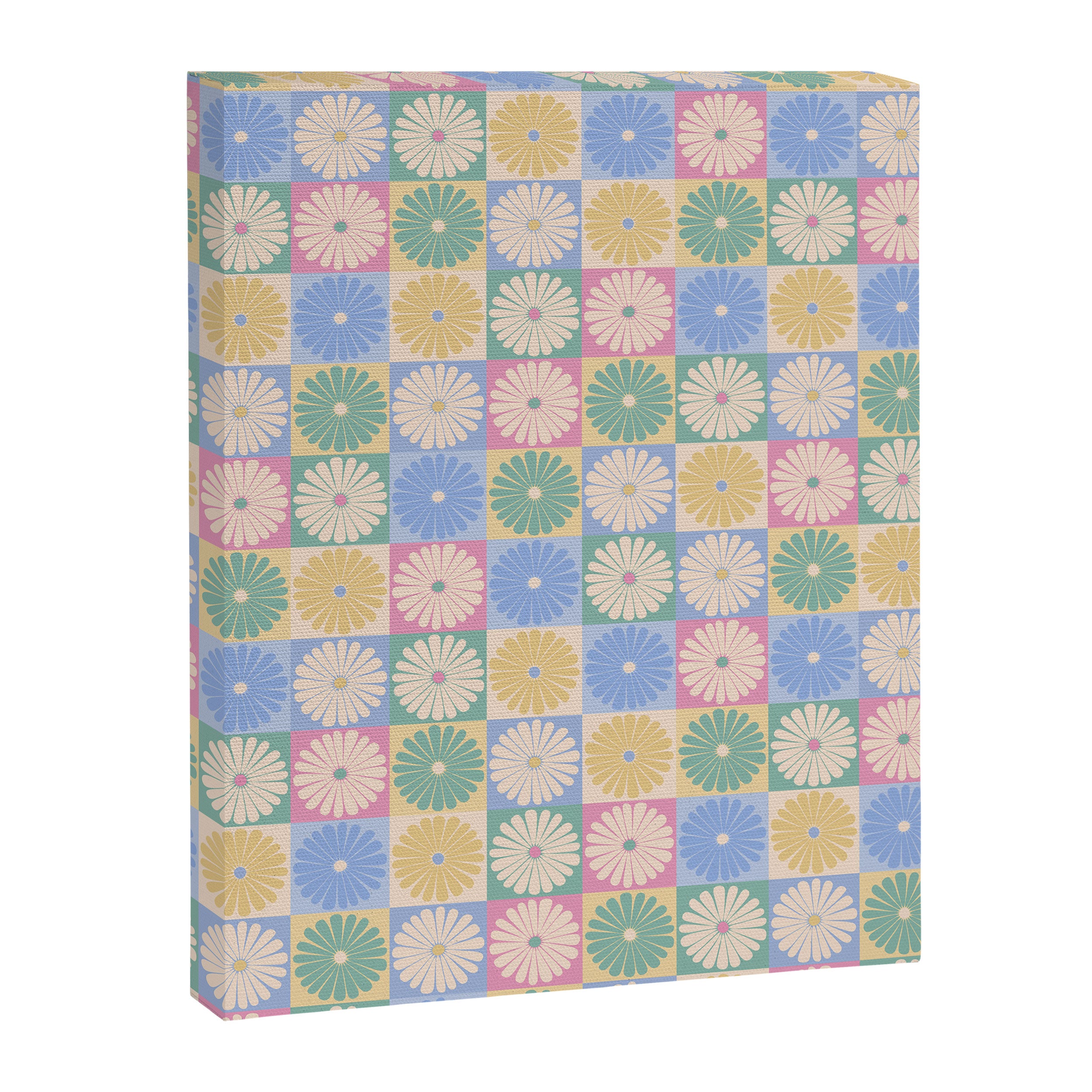 Retro Flowers Check Pattern XXIV Canvas Print Gallery Image 8