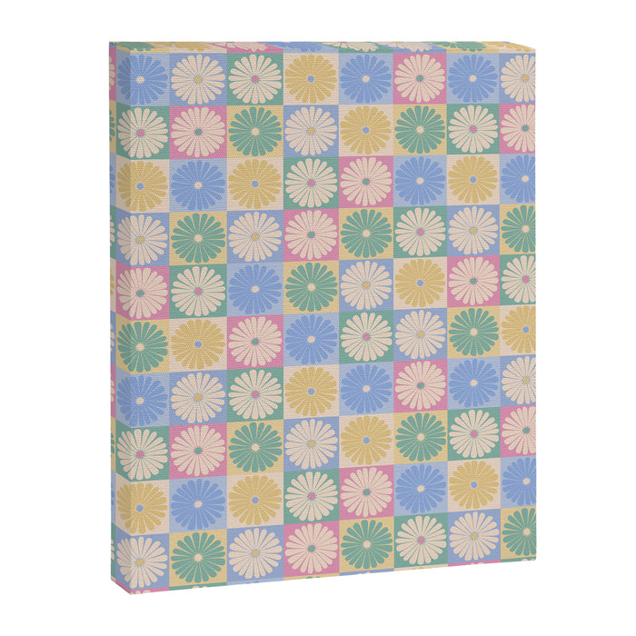 Retro Flowers Check Pattern XXIV Canvas Print Gallery Image 1