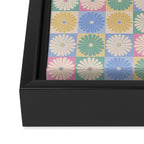 Retro Flowers Check Pattern XXIV Framed Canvas Print Gallery Image 3