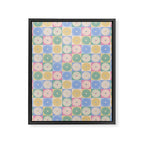 Retro Flowers Check Pattern XXIV Framed Canvas Print Gallery Image 8