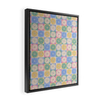 Retro Flowers Check Pattern XXIV Framed Canvas Print Gallery Image 2