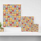 Retro Flowers Check Pattern XXIX Canvas Print Gallery Image 3