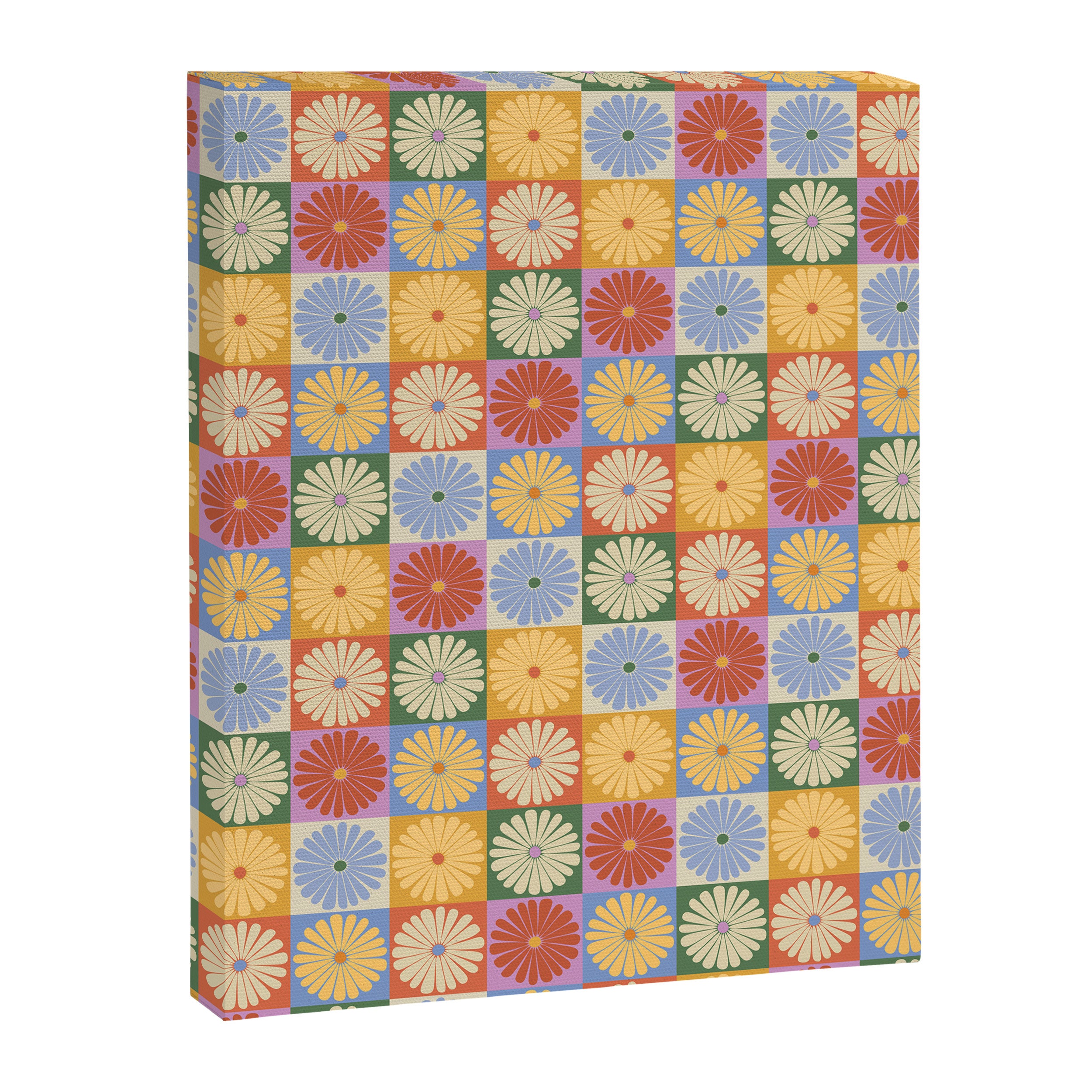 Retro Flowers Check Pattern XXIX Canvas Print Gallery Image 8