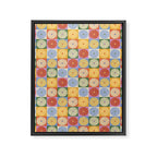 Retro Flowers Check Pattern XXIX Framed Canvas Print Gallery Image 8