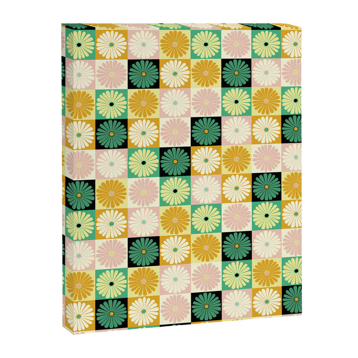 Retro Flowers Check Pattern XXV Canvas Print Gallery Image 1
