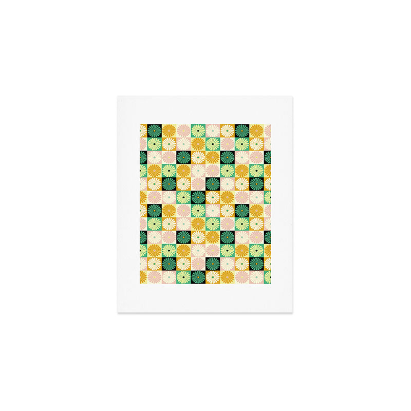 Retro Flowers Check Pattern XXV Art Print Gallery Image 1