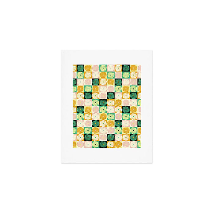 Retro Flowers Check Pattern XXV Art Print Gallery Image 1