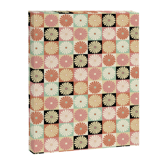 Retro Flowers Check Pattern XXVI Canvas Print Gallery Image 1