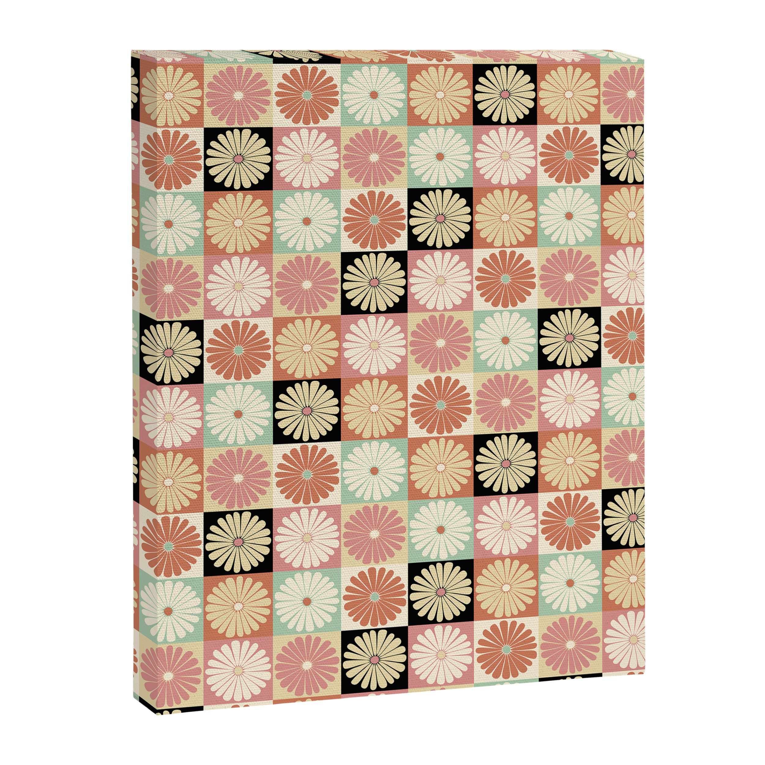 Retro Flowers Check Pattern XXVI Canvas Print Gallery Image 8