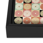 Retro Flowers Check Pattern XXVI Framed Canvas Print Gallery Image 3