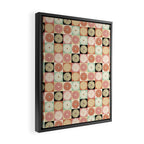 Retro Flowers Check Pattern XXVI Framed Canvas Print Gallery Image 2