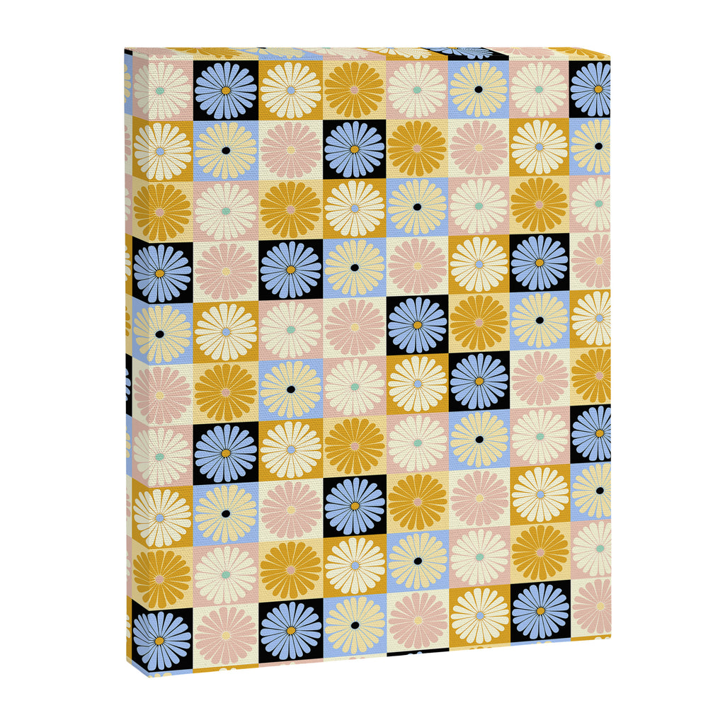 Retro Flowers Check Pattern XXVII Canvas Print Gallery Image 8