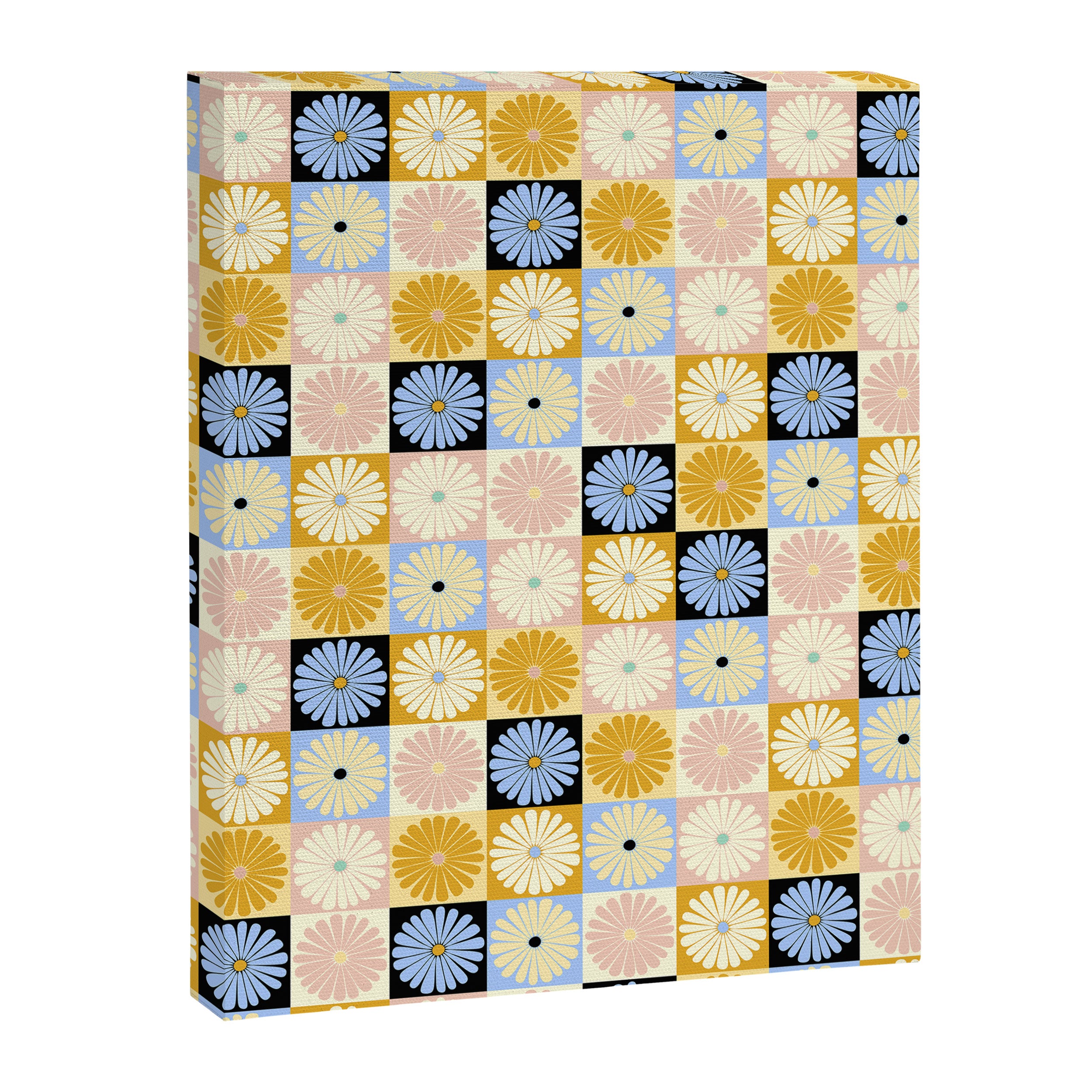 Retro Flowers Check Pattern XXVII Canvas Print Gallery Image 8