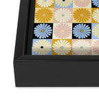 Retro Flowers Check Pattern XXVII Framed Canvas Print Gallery Image 3