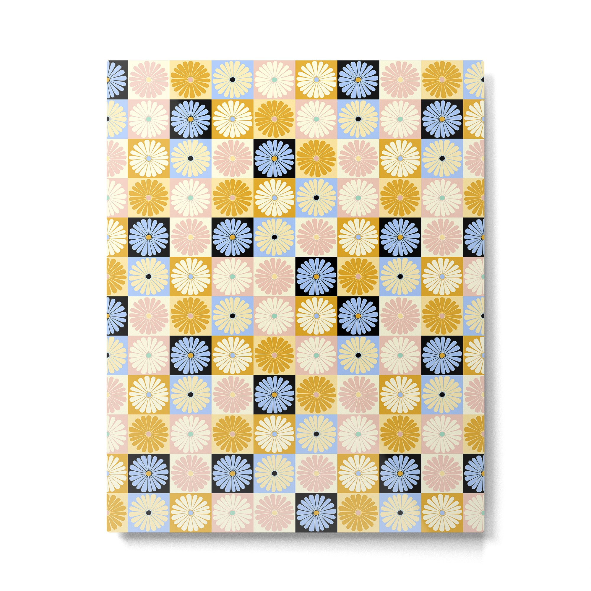 Retro Flowers Check Pattern XXVII Metal Print Gallery Image 6