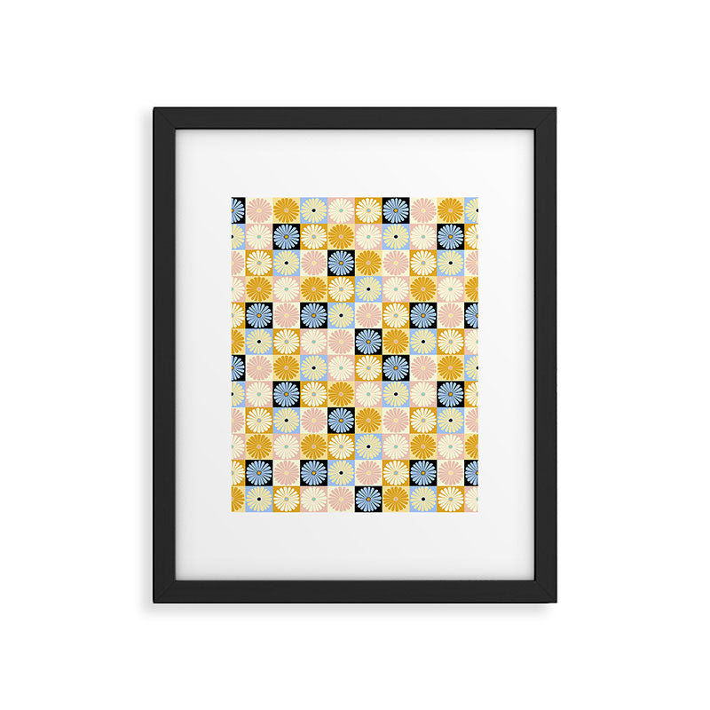 Retro Flowers Check Pattern XXVII Framed Art Print Gallery Image 6