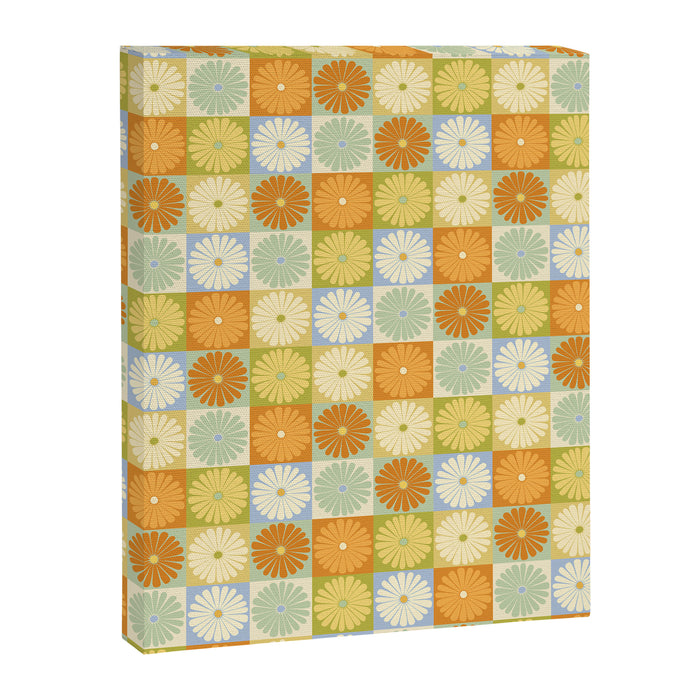 Retro Flowers Check Pattern XXVIII Canvas Print Gallery Image 1