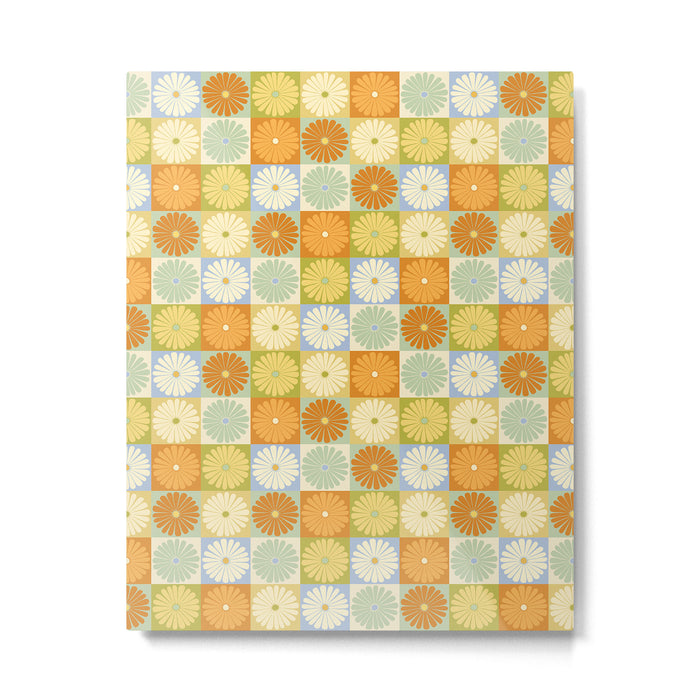 Retro Flowers Check Pattern XXVIII Metal Print Gallery Image 1