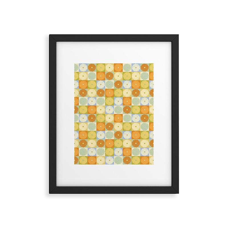 Retro Flowers Check Pattern XXVIII Framed Art Print Gallery Image 6