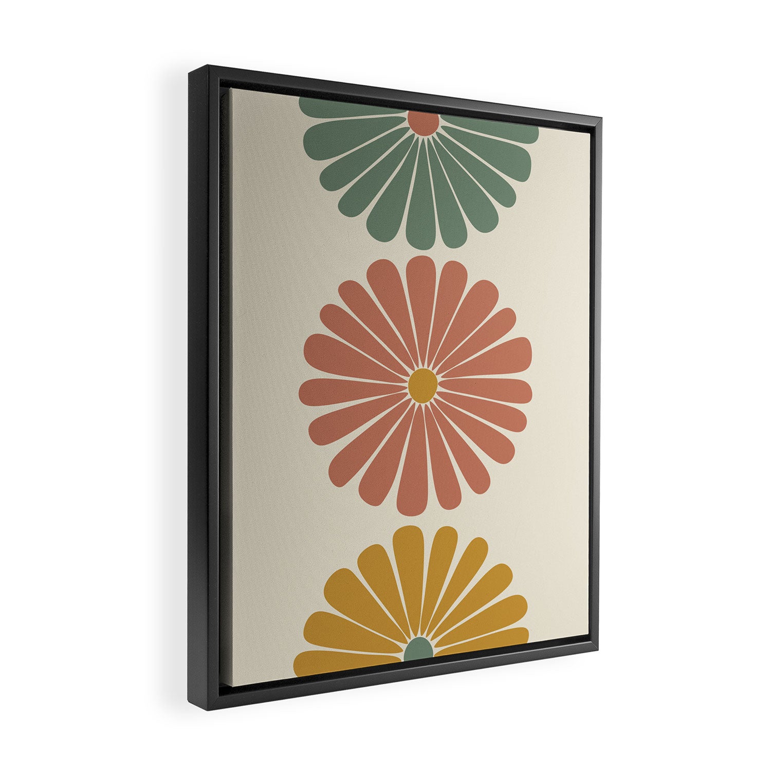 Retro Summer Daisies I Framed Canvas Print Gallery Image 2