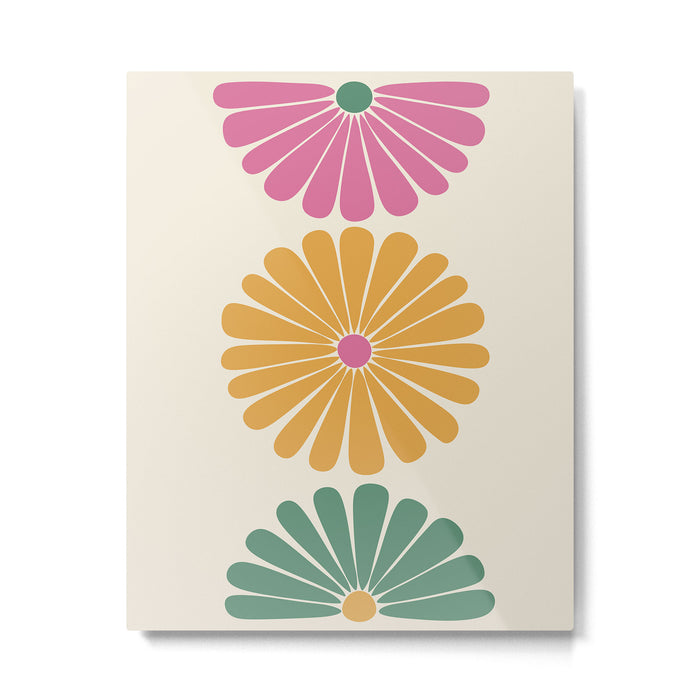 Retro Summer Daisies XI Metal Print Gallery Image 1