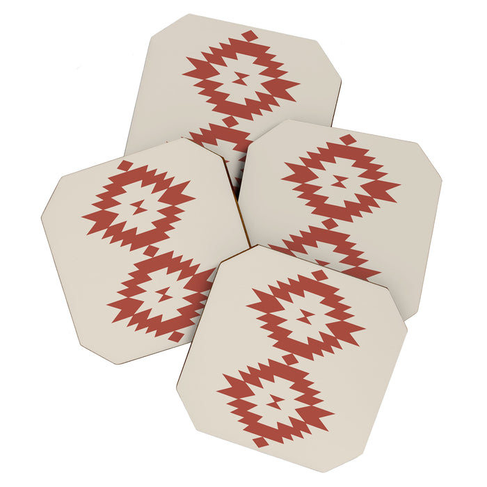 Southwestern Minimalism - Red Neutral Beige Coaster Gallery Image 1