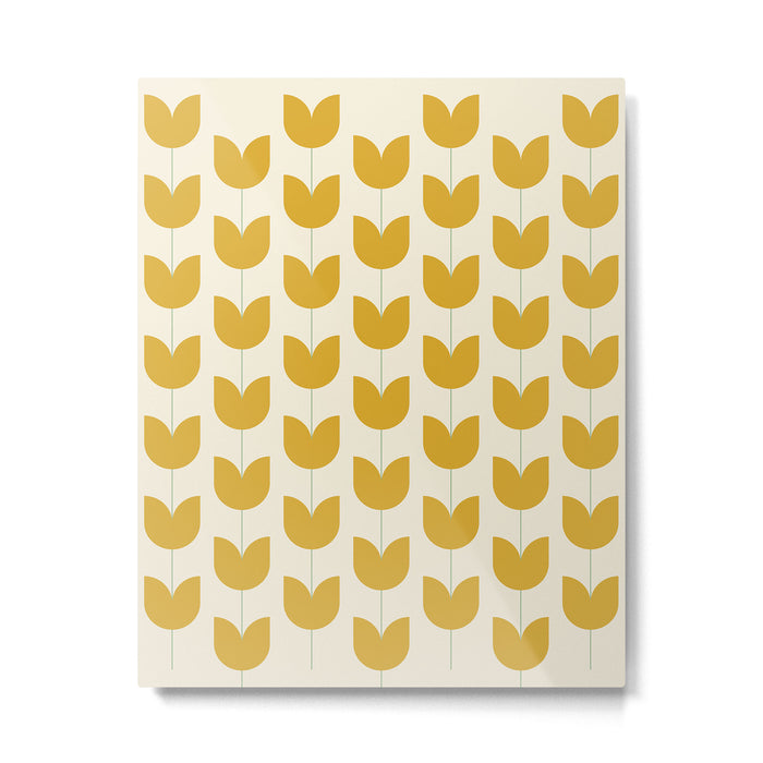 Spring Tulips II Yellow Mid Century Flowers Metal Print Gallery Image 1