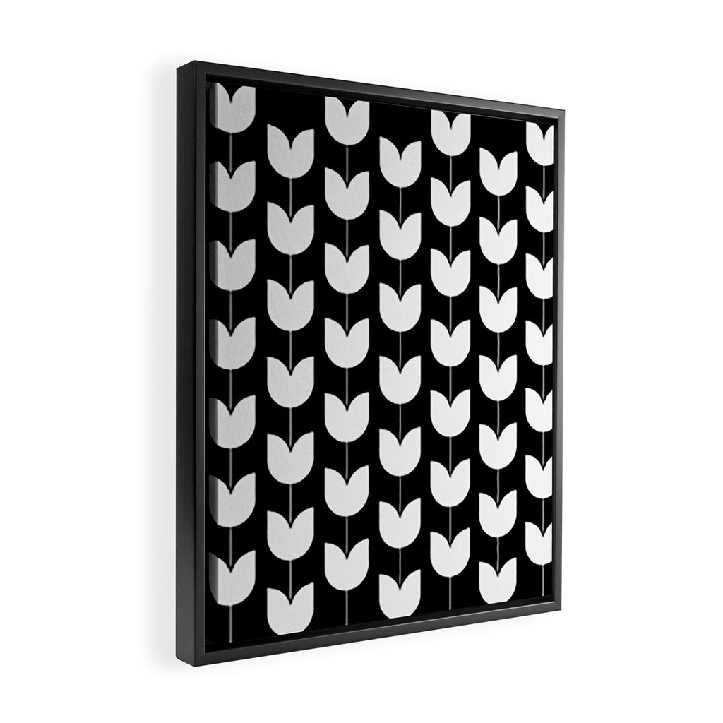 Spring Tulips IV Black and White Mid Century Flowers Framed Canvas Print Gallery Image 2