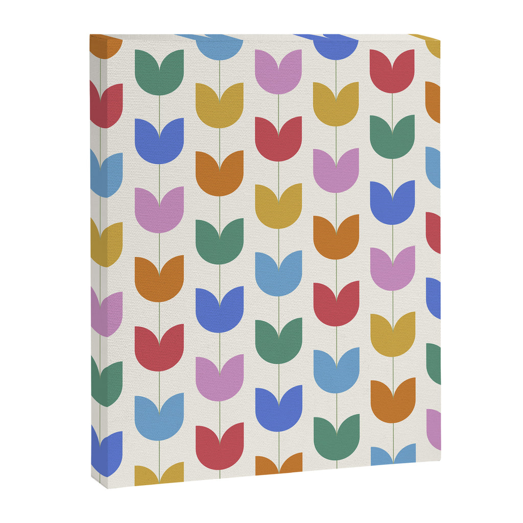 Spring Tulips IX Bright Rainbow Mid Century Flowers Canvas Print Gallery Image 8