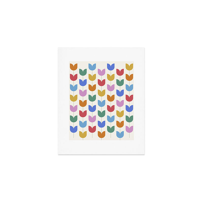 Spring Tulips IX Bright Rainbow Mid Century Flowers Art Print Gallery Image 1