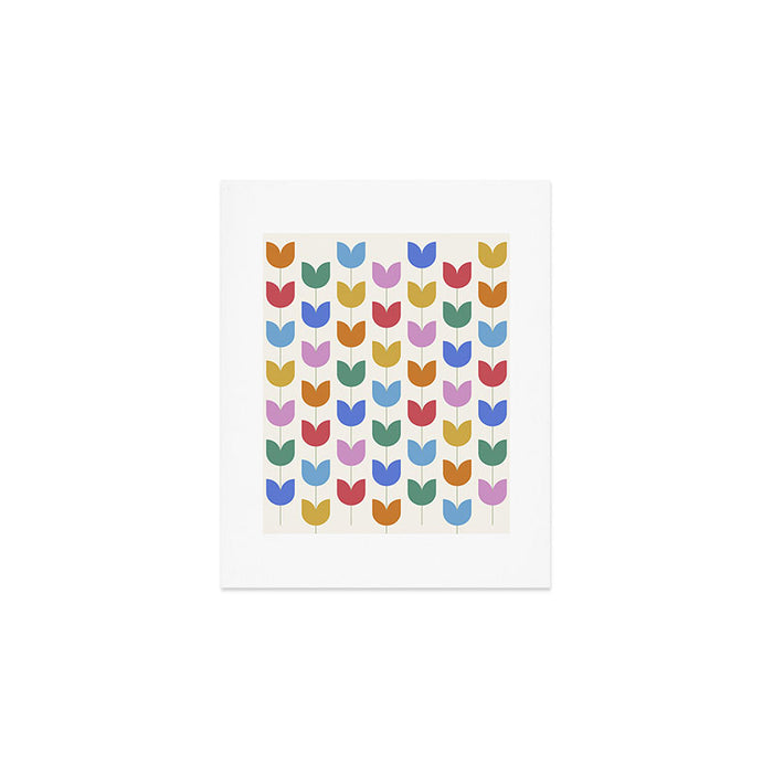 Spring Tulips IX Bright Rainbow Mid Century Flowers Art Print Gallery Image 1