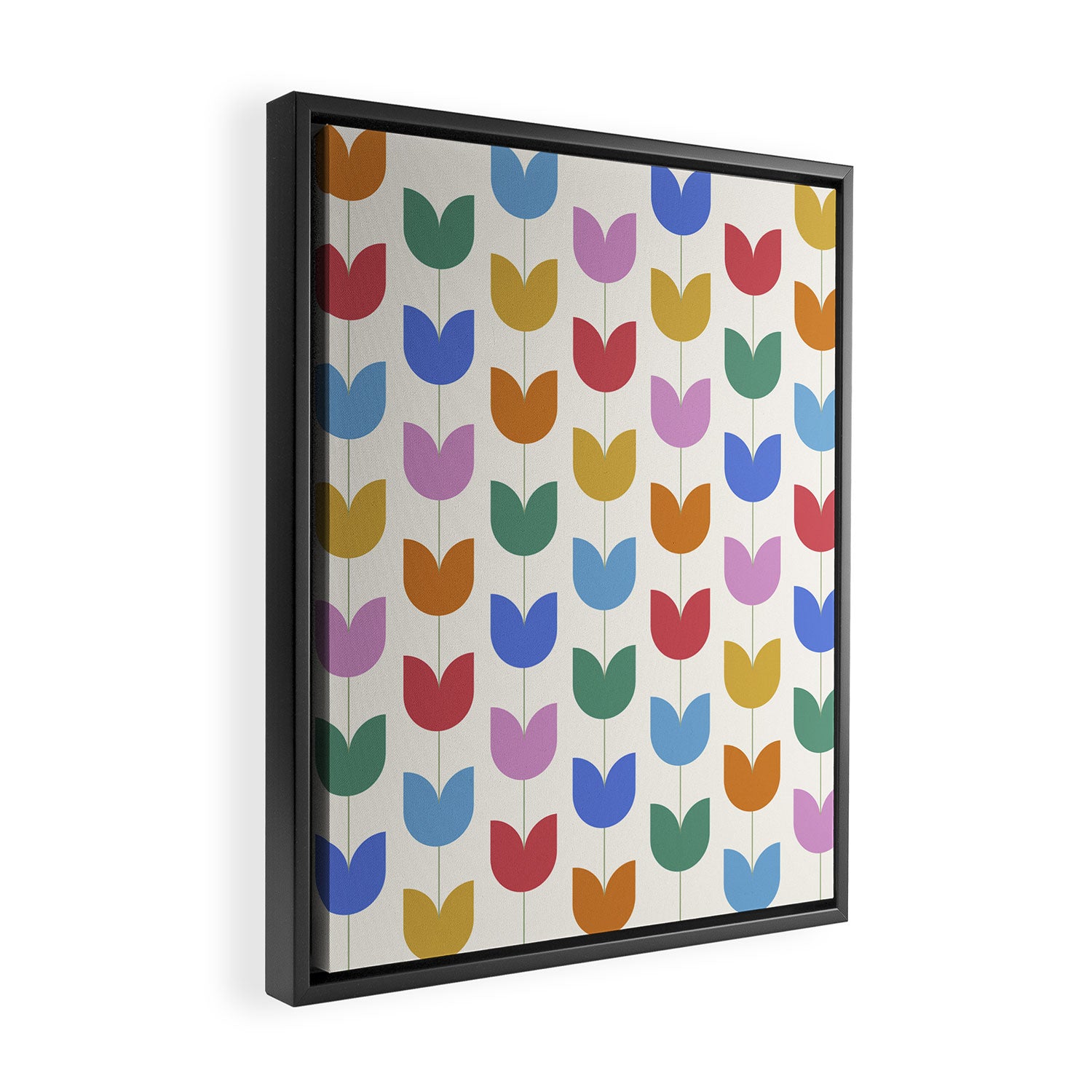 Spring Tulips IX Bright Rainbow Mid Century Flowers Framed Canvas Print Gallery Image 2
