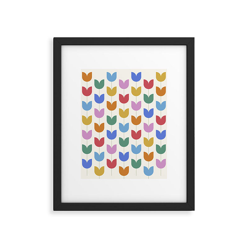 Spring Tulips IX Bright Rainbow Mid Century Flowers Framed Art Print Gallery Image 6