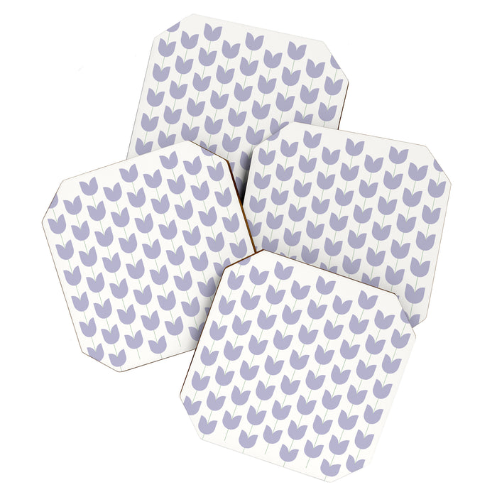 Spring Tulips VI Lavender Purple Mid Century Flowers Coaster Gallery Image 1