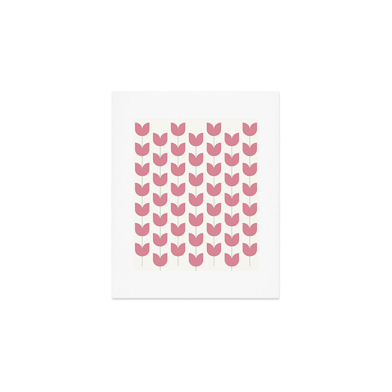 Spring Tulips VII Pink Mid Century Flowers Art Print Gallery Image 1