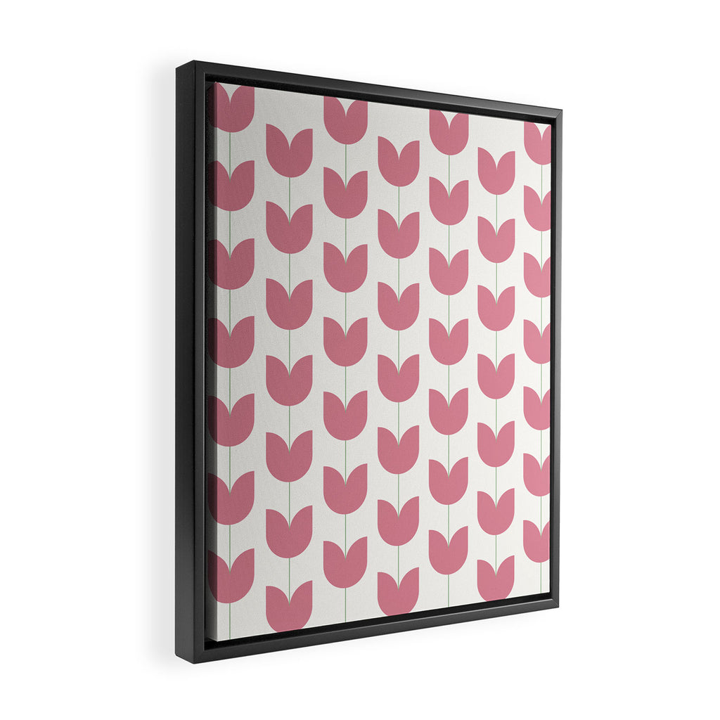 Spring Tulips VII Pink Mid Century Flowers Framed Canvas Print Gallery Image 2
