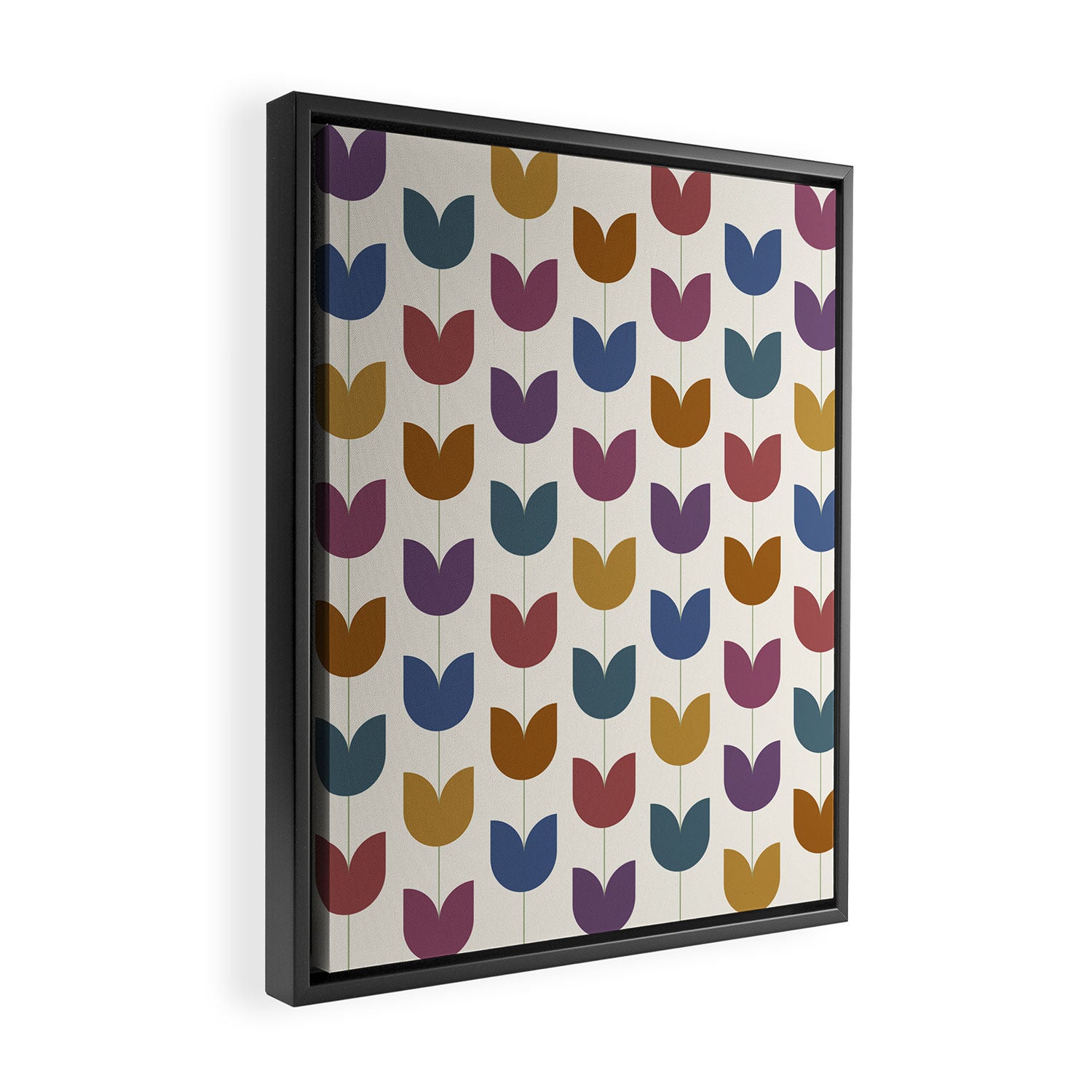 Spring Tulips VIII Multicolor Mid Century Flowers Framed Canvas Print Gallery Image 2