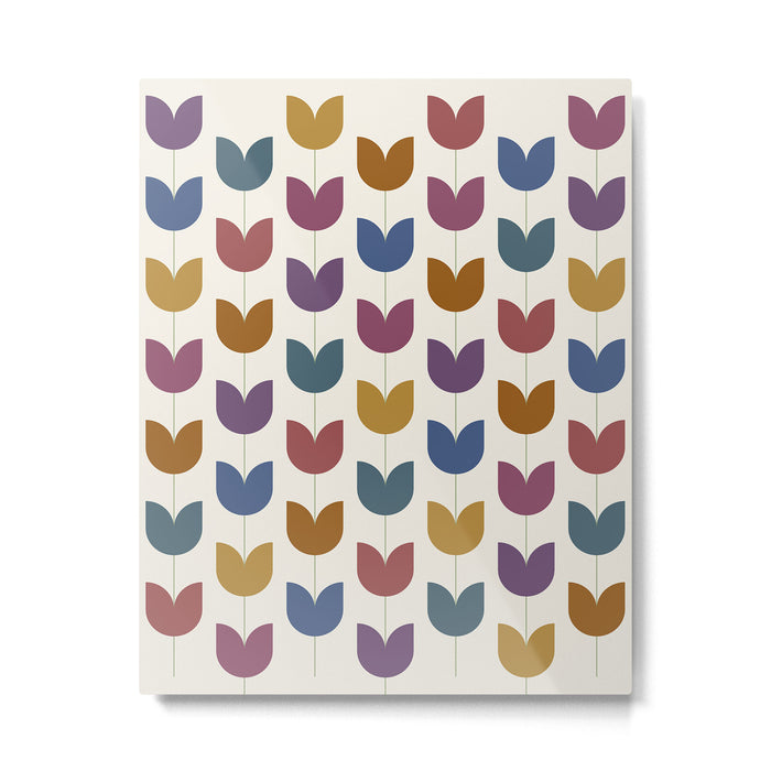 Spring Tulips VIII Multicolor Mid Century Flowers Metal Print Gallery Image 1