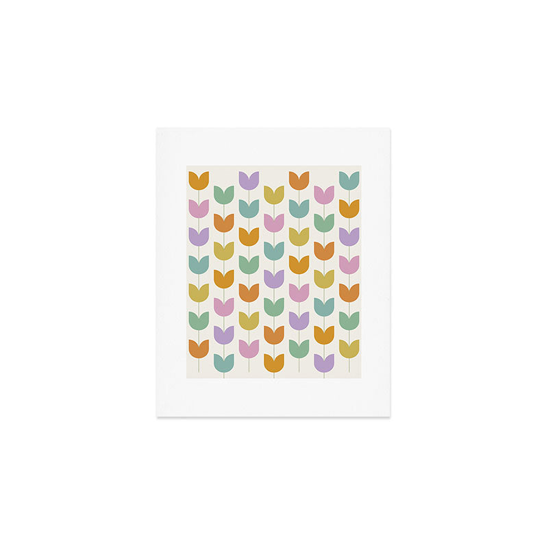 Spring Tulips X Rainbow Mid Century Flowers Art Print Gallery Image 1