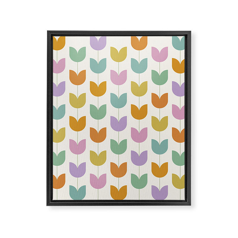 Spring Tulips X Rainbow Mid Century Flowers Framed Canvas Print Gallery Image 8