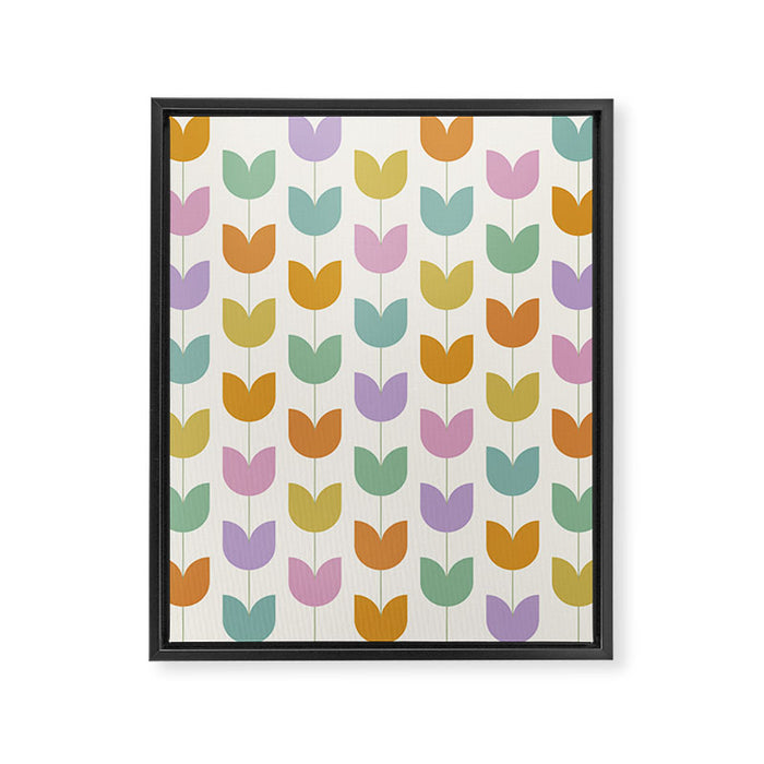 Spring Tulips X Rainbow Mid Century Flowers Framed Canvas Print Gallery Image 1