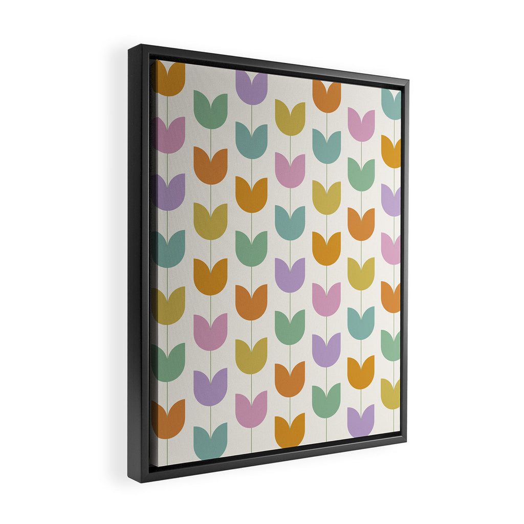 Spring Tulips X Rainbow Mid Century Flowers Framed Canvas Print Gallery Image 2