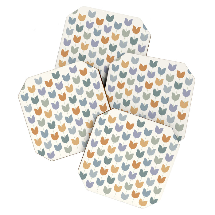 Spring Tulips XI Natural Multicolor Mid Century Flowers Coaster Gallery Image 1