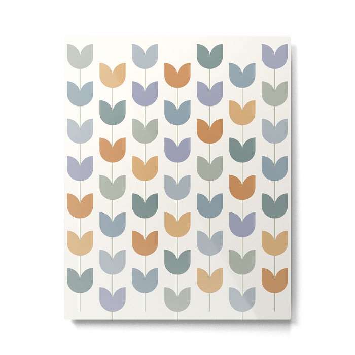 Spring Tulips XI Natural Multicolor Mid Century Flowers Metal Print Gallery Image 1