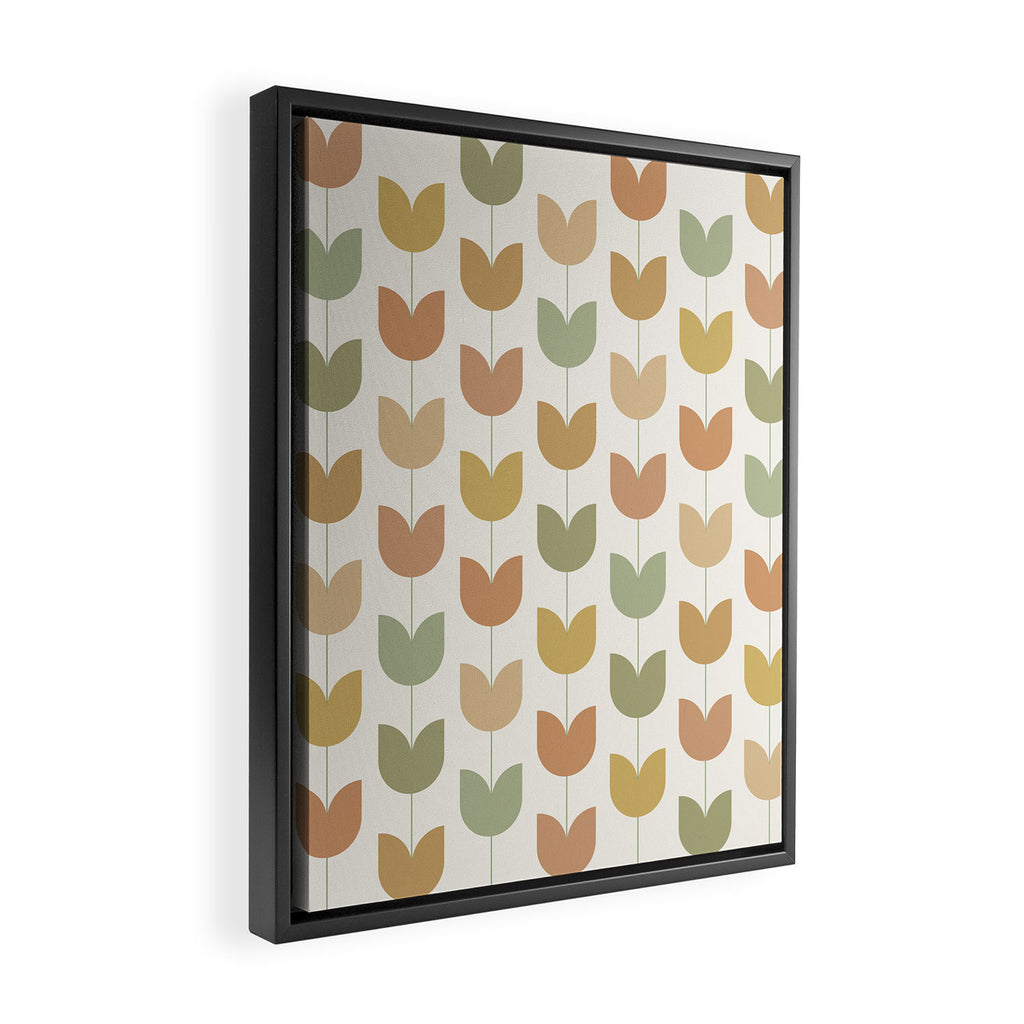 Spring Tulips XII Neutral Multicolor Mid Century Flowers Framed Canvas Print Gallery Image 2