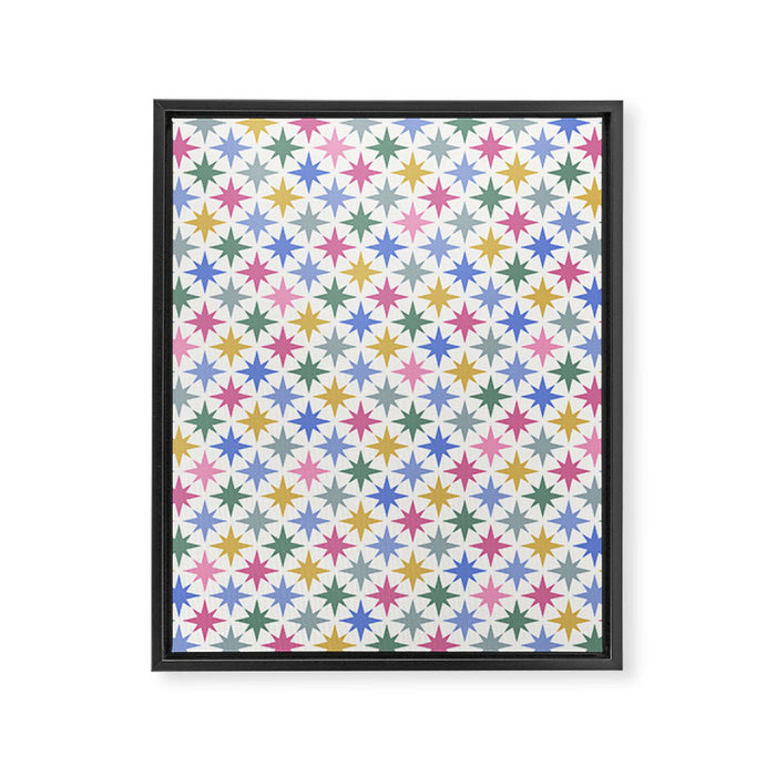 Starry Art Deco Pattern Multicolor II Framed Canvas Print Gallery Image 1