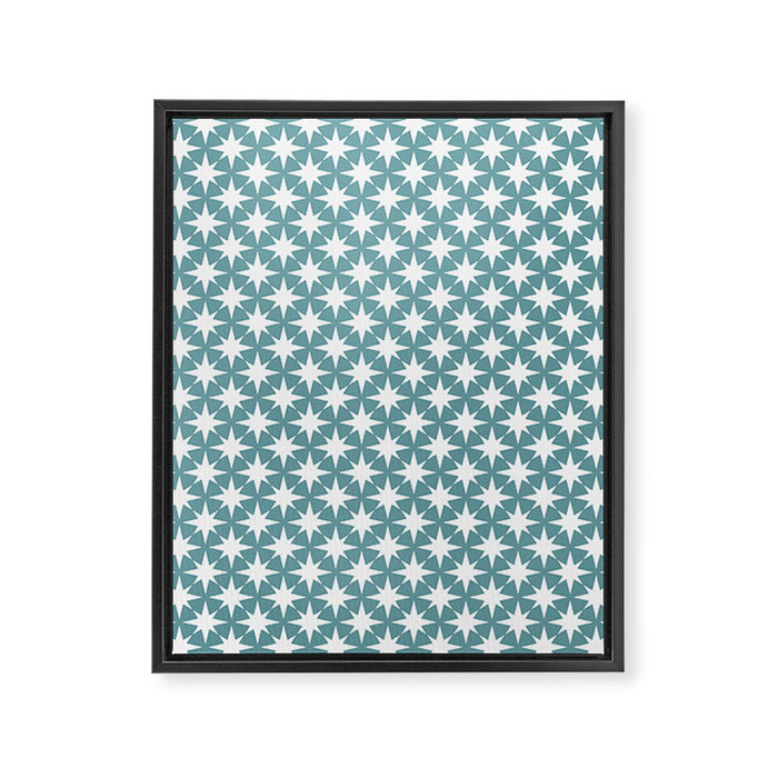Starry Art Deco Pattern XI Teal Green Framed Canvas Print Gallery Image 1