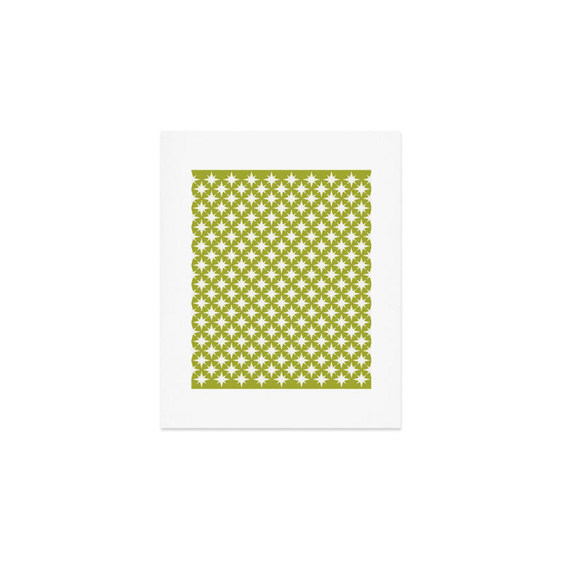 Starry Art Deco Pattern XLVII Lime Green Art Print Gallery Image 1
