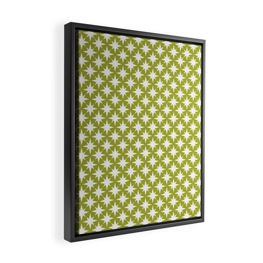 Starry Art Deco Pattern XLVII Lime Green Framed Canvas Print Gallery Image 2