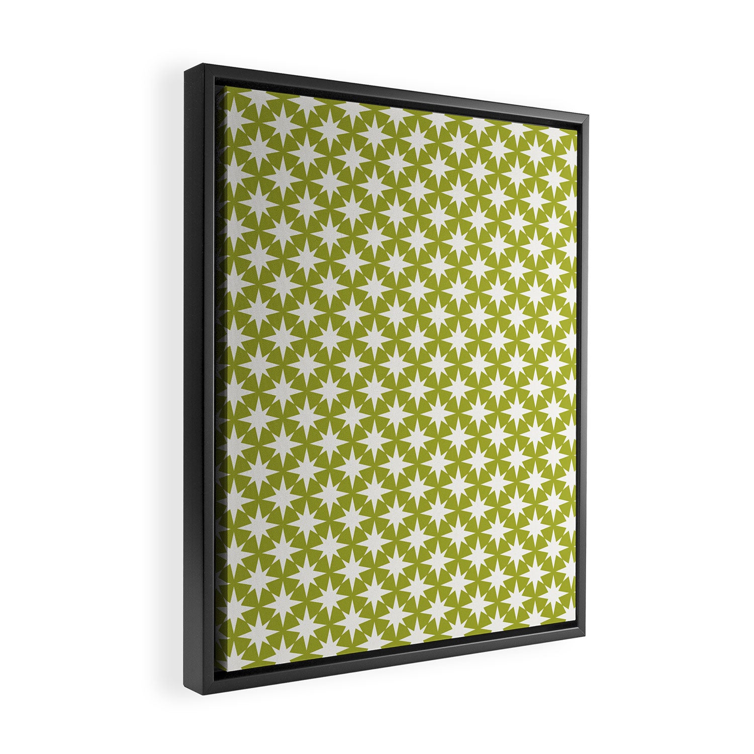 Starry Art Deco Pattern XLVII Lime Green Framed Canvas Print Gallery Image 2